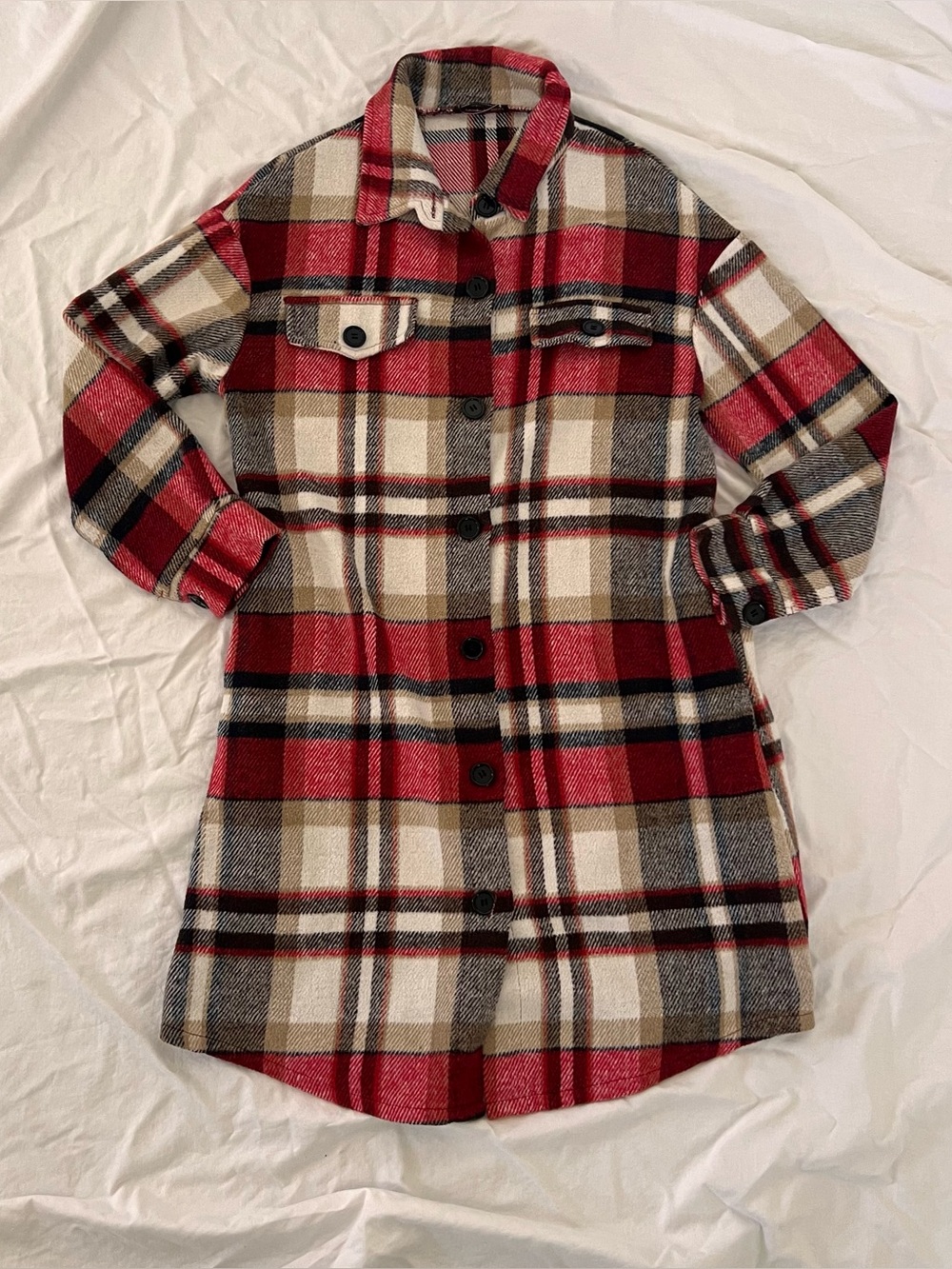 Pretty Garden Red and white Flannel plaid button-up Dress // Size M